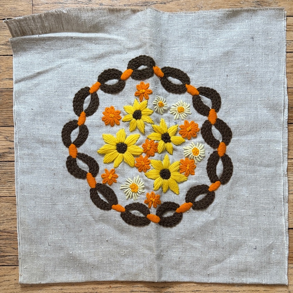 Vintage Embroidered Floral Pattern Fabric
